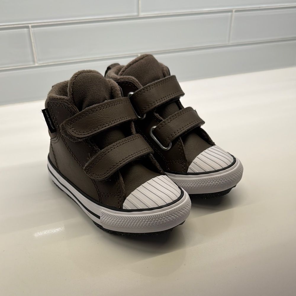 Converse Brown High-Top Sneakers with Velcro Straps